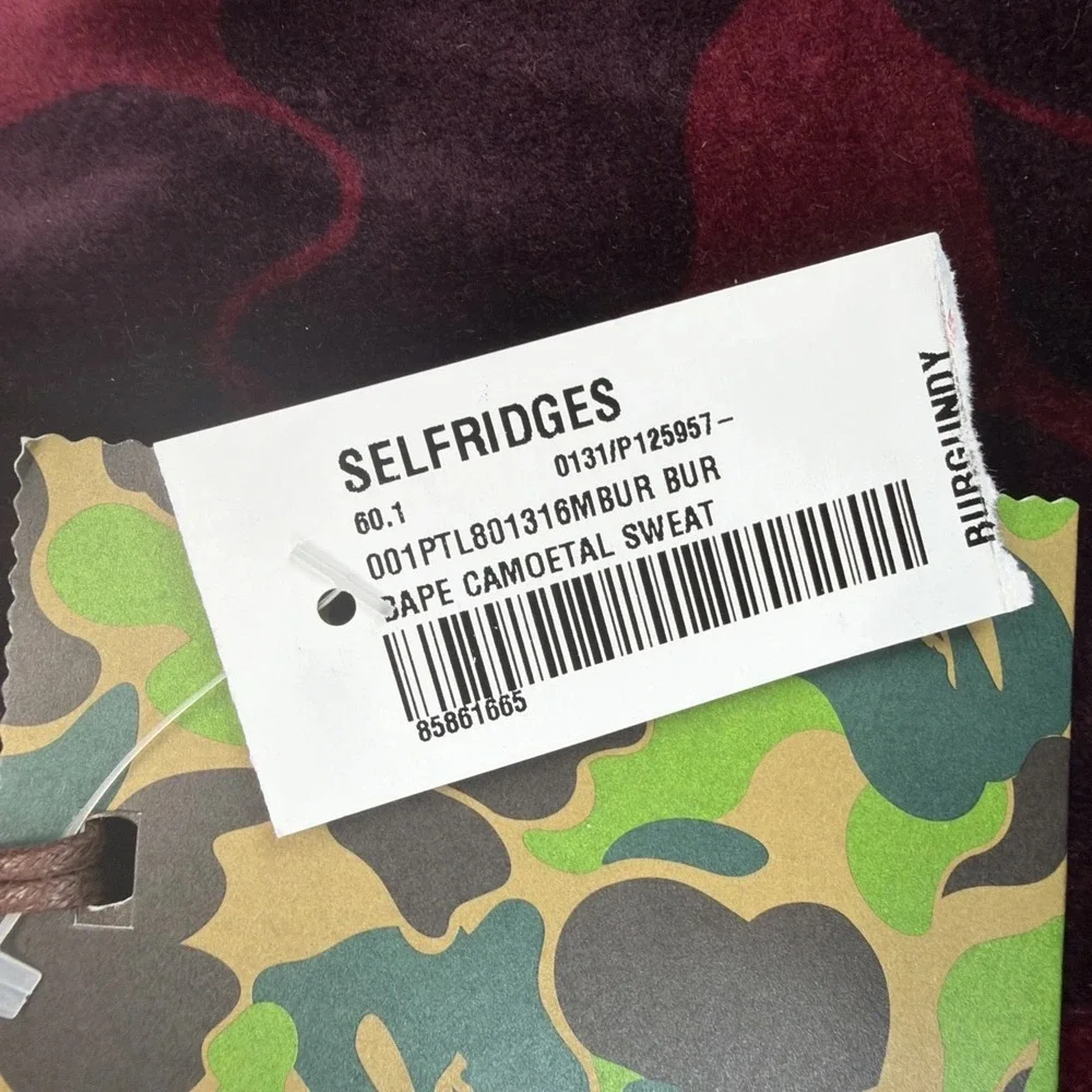 A Bathing Ape BAPE Solid Camo One Point Velour Track‎ Pants Mens Large NWT